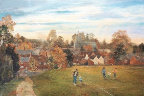 Kimpton from the Recreation Ground (91cm x 61cm)