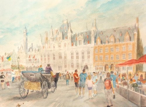 Bruges - Market Square (24.3cm x 17.7cm)