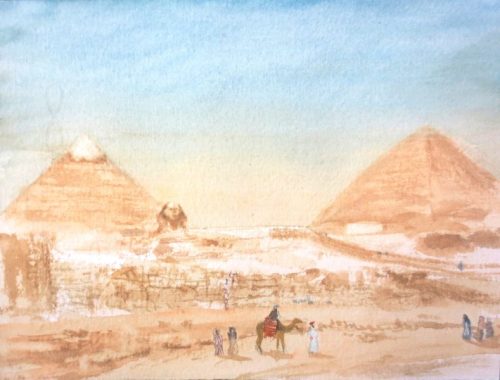 Pyramids and Sphinx (17.5cm x 13.2cm)