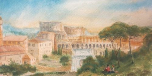 View Of The Colosseum From Palatine Hill (20.6cm x 10.3cm)