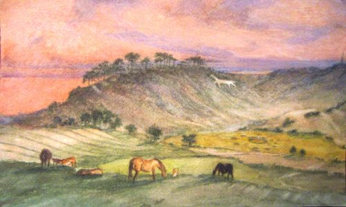 Calne - Horses and Crop Circles (27.7cm x 16.4cm)