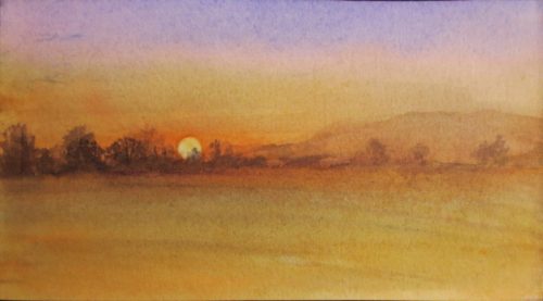 Sunset - Sundon Hills (18.4cm x 10.2cm) 